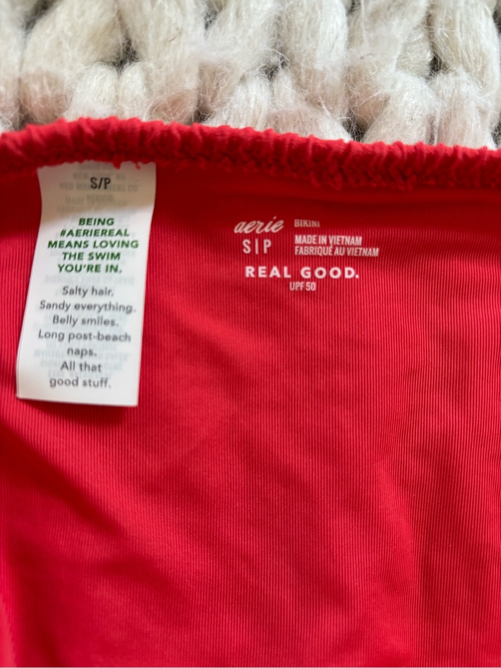 aerie Red Ribbed Triangle Bikini Set - Picture 4 of 4